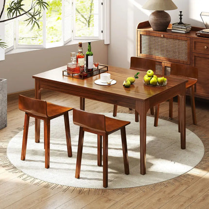Wood Dining Chair Set of 2 Farmhouse Kitchen Dining Room Chairs Mid-Century Modern Armless Side Chairs-Brown - Brown