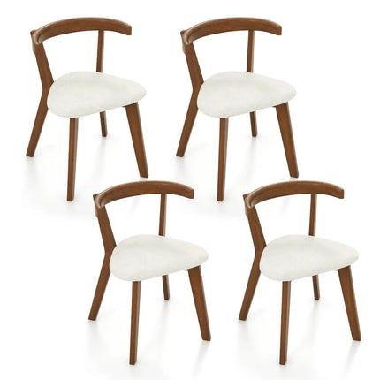 Wood Dining Chair Set of 2 with Padded Seat and Curved Back-Walnut - Walnut - Dining Chairs