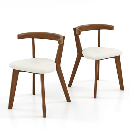 Wood Dining Chair Set of 2 with Padded Seat and Curved Back-Walnut - Walnut - Dining Chairs