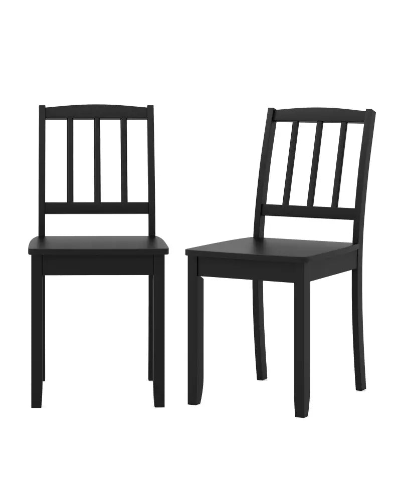 Wood Dining Chair Set of 2 with Rubber Wood Legs-Black - Black - Dining Chairs