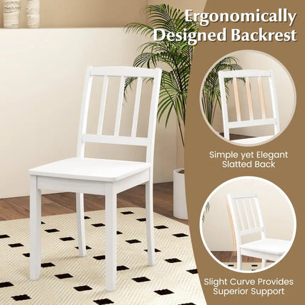 Wood Dining Chair Set of 2 with Rubber Wood Legs-White - White - Dining Chairs