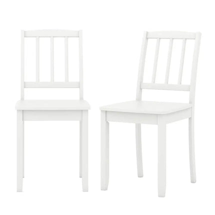 Wood Dining Chair Set of 2 with Rubber Wood Legs-White - White - Dining Chairs