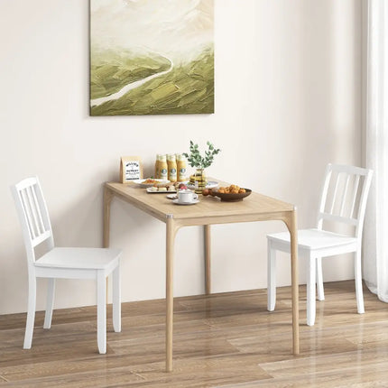 Wood Dining Chair Set of 2 with Rubber Wood Legs-White - White - Dining Chairs