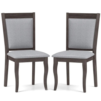 Wood Dining Chairs Set of 2 with Rubber Wood Frame and Padded Seat-Brown - Brown - Dining Chairs