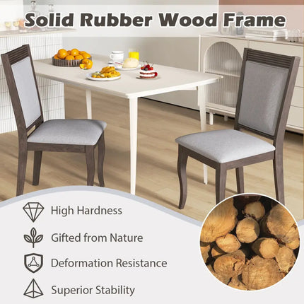 Wood Dining Chairs Set of 2 with Rubber Wood Frame and Padded Seat-Brown - Brown - Dining Chairs
