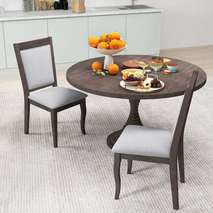 Wood Dining Chairs Set of 2 with Rubber Wood Frame and Padded Seat-Brown - Brown - Dining Chairs