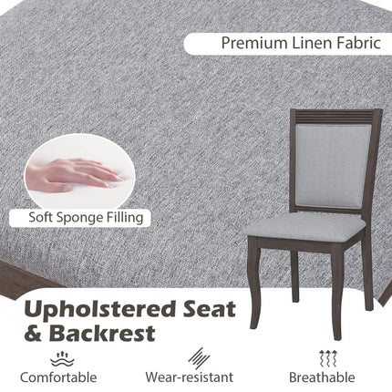 Wood Dining Chairs Set of 2 with Rubber Wood Frame and Padded Seat-Brown - Brown - Dining Chairs