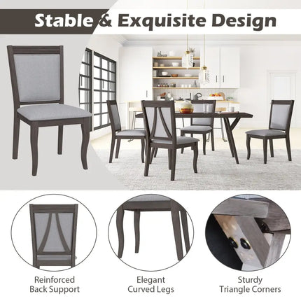 Wood Dining Chairs Set of 2 with Rubber Wood Frame and Padded Seat-Brown - Brown - Dining Chairs