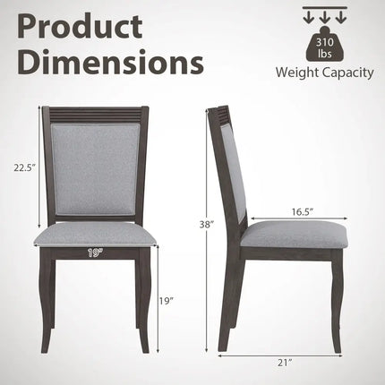 Wood Dining Chairs Set of 2 with Rubber Wood Frame and Padded Seat-Brown - Brown - Dining Chairs