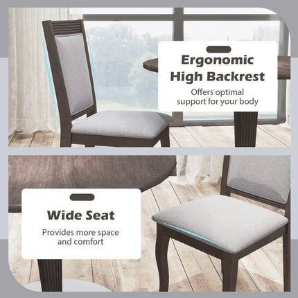 Wood Dining Chairs Set of 2 with Rubber Wood Frame and Padded Seat-Brown - Brown - Dining Chairs