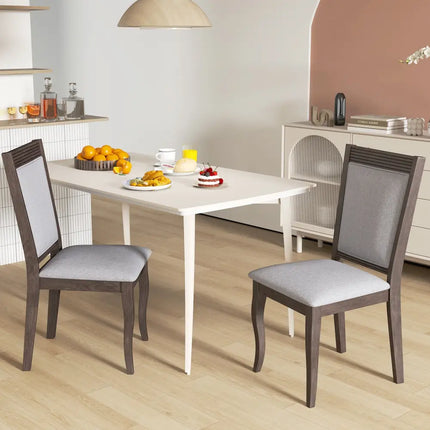 Wood Dining Chairs Set of 2 with Rubber Wood Frame and Padded Seat-Brown - Brown - Dining Chairs