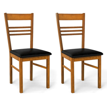 Wood Dining Chairs Set of 2 with Rubber Wood Frame-Walnut - Walnut - Dining Chairs