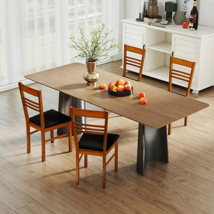 Wood Dining Chairs Set of 2 with Rubber Wood Frame-Walnut - Walnut - Dining Chairs