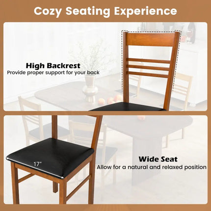 Wood Dining Chairs Set of 2 with Rubber Wood Frame-Walnut - Walnut - Dining Chairs