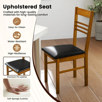 Wood Dining Chairs Set of 2 with Rubber Wood Frame-Walnut - Walnut - Dining Chairs