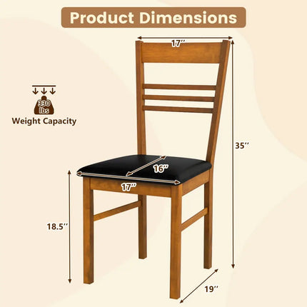 Wood Dining Chairs Set of 2 with Rubber Wood Frame-Walnut - Walnut - Dining Chairs