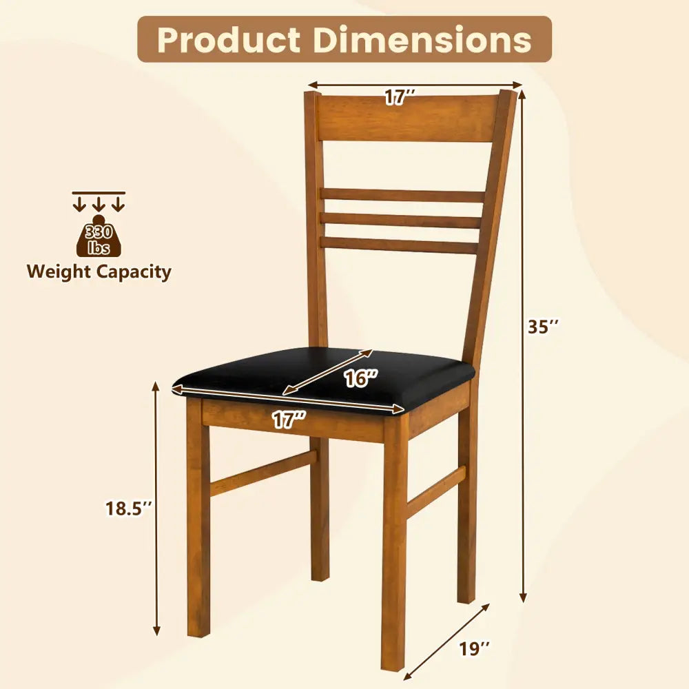 Wood Dining Chairs Set of 2 with Rubber Wood Frame-Walnut - Walnut - Dining Chairs
