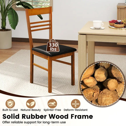 Wood Dining Chairs Set of 2 with Rubber Wood Frame-Walnut - Walnut - Dining Chairs