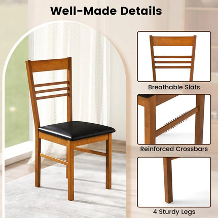 Wood Dining Chairs Set of 2 with Rubber Wood Frame-Walnut - Walnut - Dining Chairs