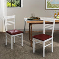 Wood Dining Chairs Set of 2 with Rubber Wood Frame-White - White - Dining Chairs