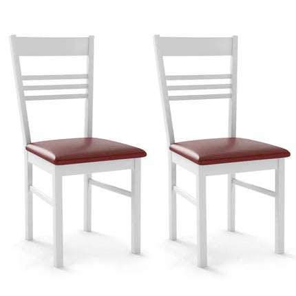 Wood Dining Chairs Set of 2 with Rubber Wood Frame-White - White - Dining Chairs