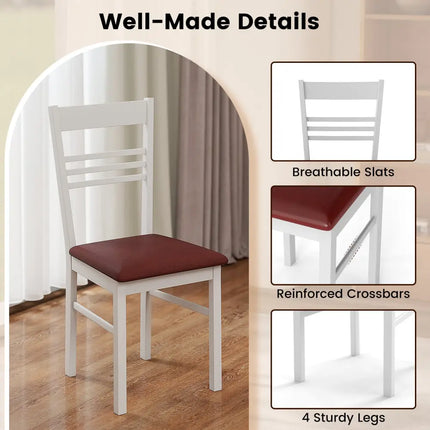 Wood Dining Chairs Set of 2 with Rubber Wood Frame-White - White - Dining Chairs