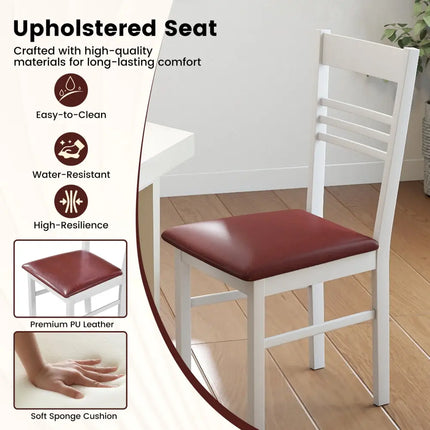 Wood Dining Chairs Set of 2 with Rubber Wood Frame-White - White - Dining Chairs