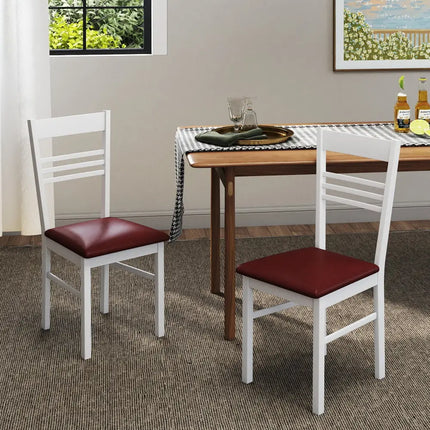 Wood Dining Chairs Set of 2 with Rubber Wood Frame-White - White - Dining Chairs