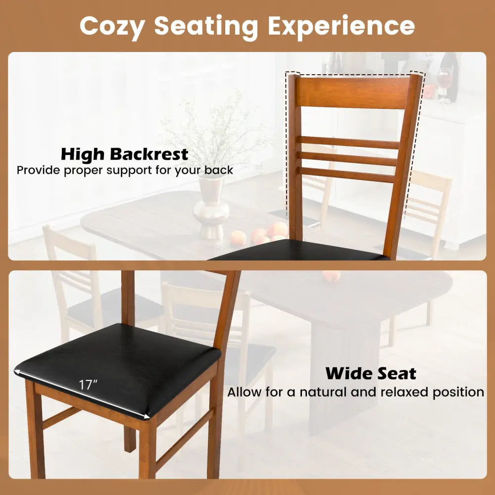 Wood Dining Chairs Set of 4 with Rubber Wood Frame-Walnut - Walnut - Dining Chairs