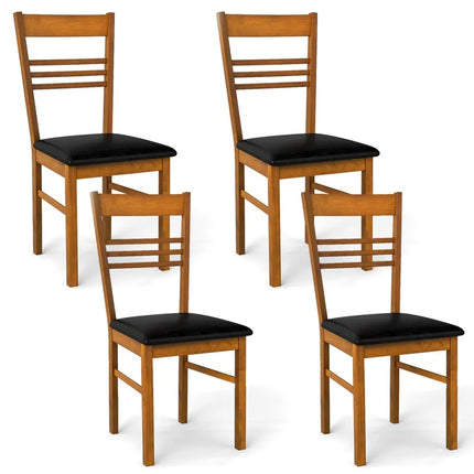 Wood Dining Chairs Set of 4 with Rubber Wood Frame-Walnut - Walnut - Dining Chairs