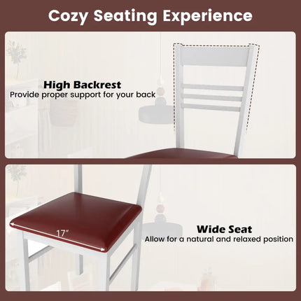 Wood Dining Chairs Set of 4 with Rubber Wood Frame-White - White - Dining Chairs
