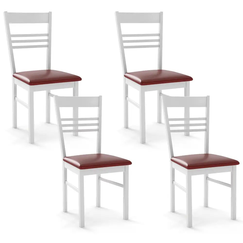 Wood Dining Chairs Set of 4 with Rubber Wood Frame-White - White - Dining Chairs