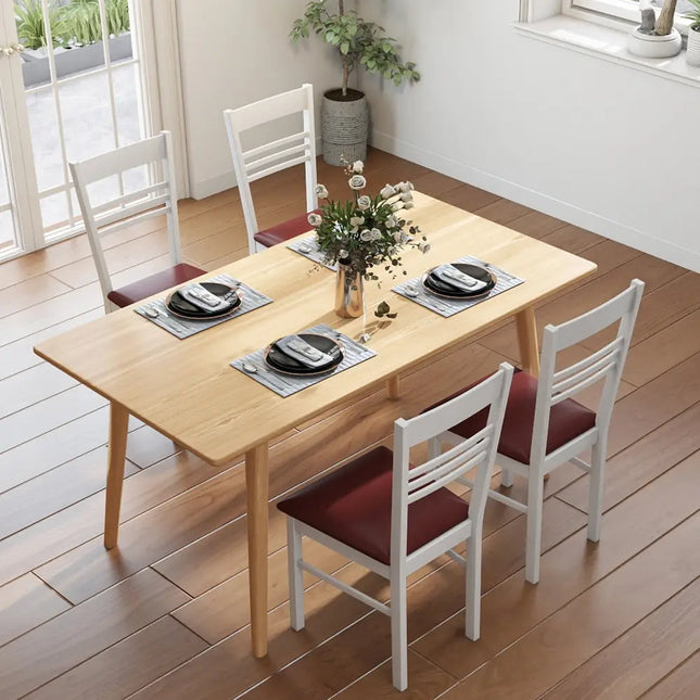 Wood Dining Chairs Set of 4 with Rubber Wood Frame-White - White - Dining Chairs
