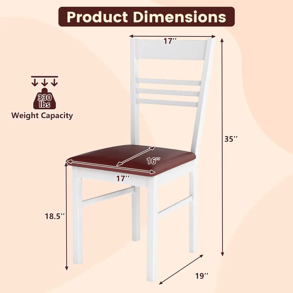 Wood Dining Chairs Set of 4 with Rubber Wood Frame-White - White - Dining Chairs