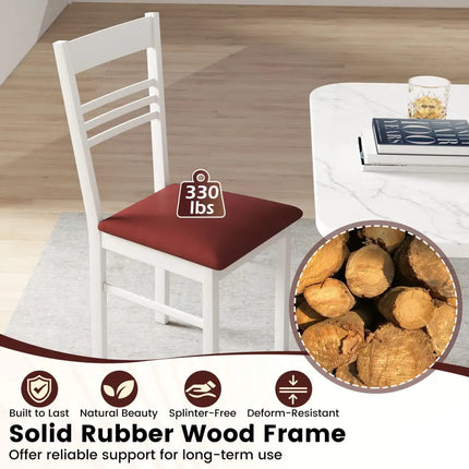 Wood Dining Chairs Set of 4 with Rubber Wood Frame-White - White - Dining Chairs