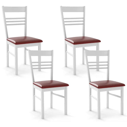 Wood Dining Chairs Set of 4 with Rubber Wood Frame-White - White - Dining Chairs