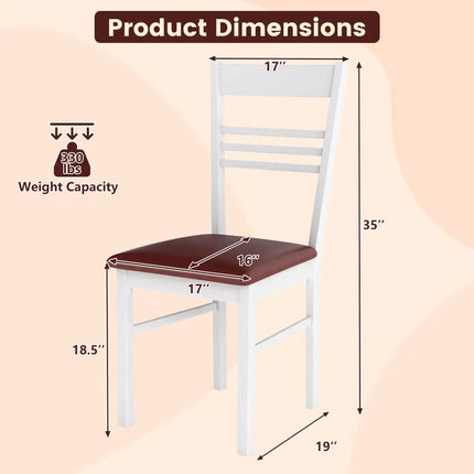 Wood Dining Chairs Set of 4 with Rubber Wood Frame-White - White - Dining Chairs