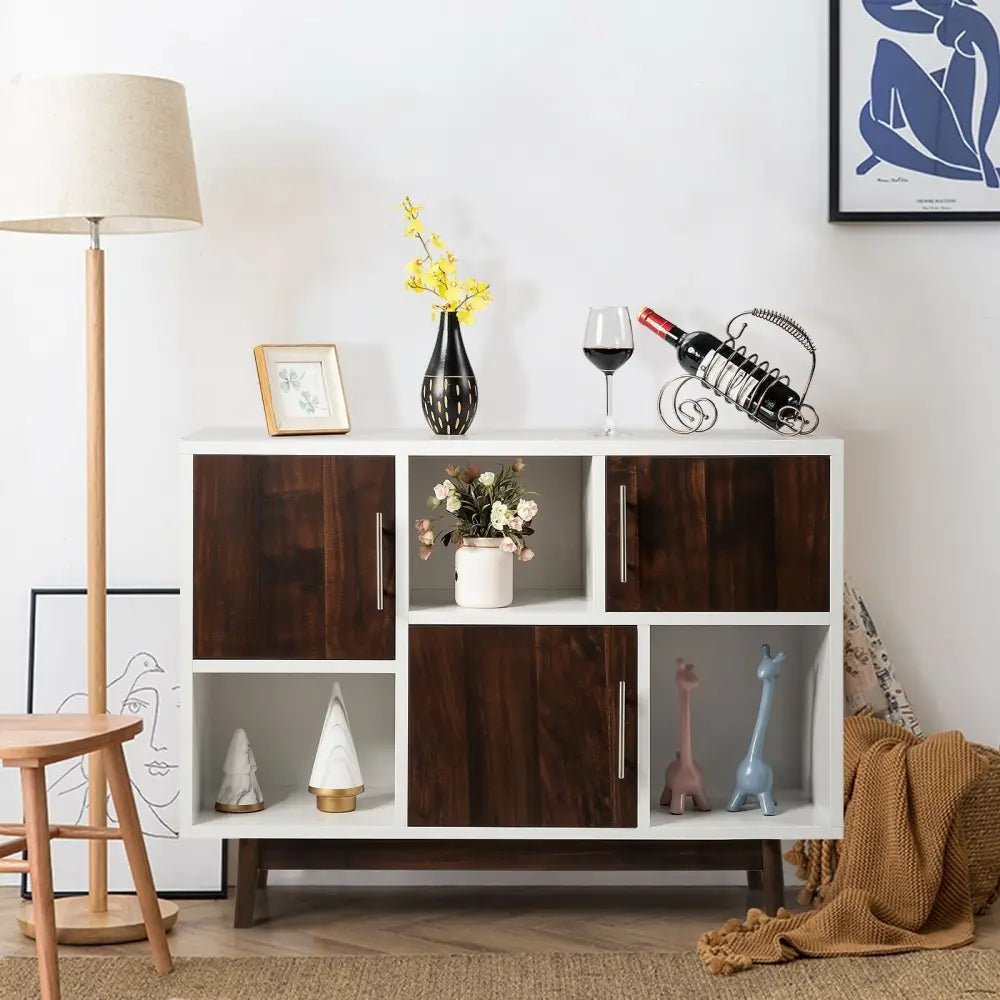 Wood Display Sideboard Storage Cabinet with Storage Compartments - Cabinets & Chests