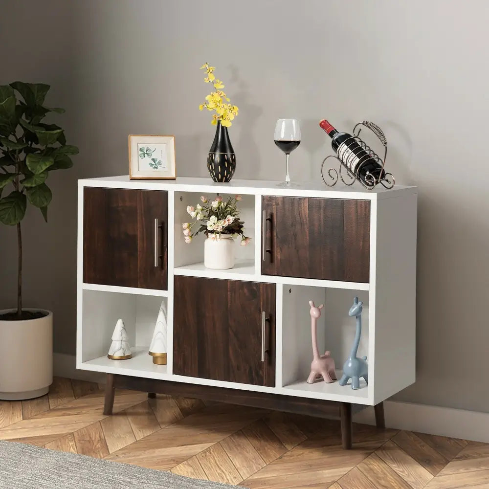 Wood Display Sideboard Storage Cabinet with Storage Compartments - Cabinets & Chests