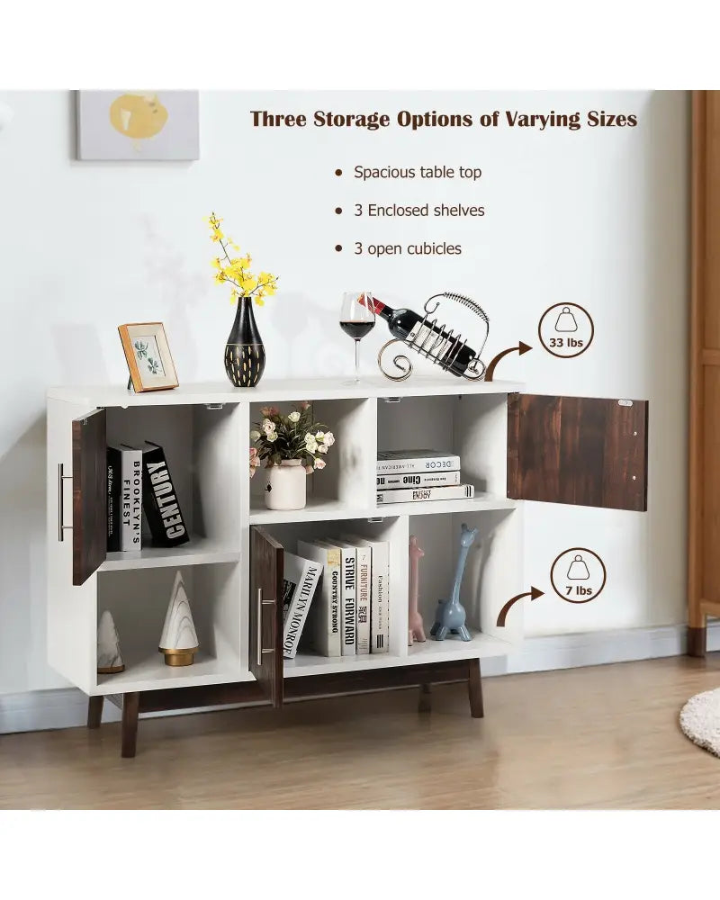 Wood Display Sideboard Storage Cabinet with Storage Compartments - Cabinets & Chests