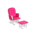 Wood Glider and Ottoman Set with Padded Armrests and Detachable Cushion-Heart Pink - Heart Pink - Recliners