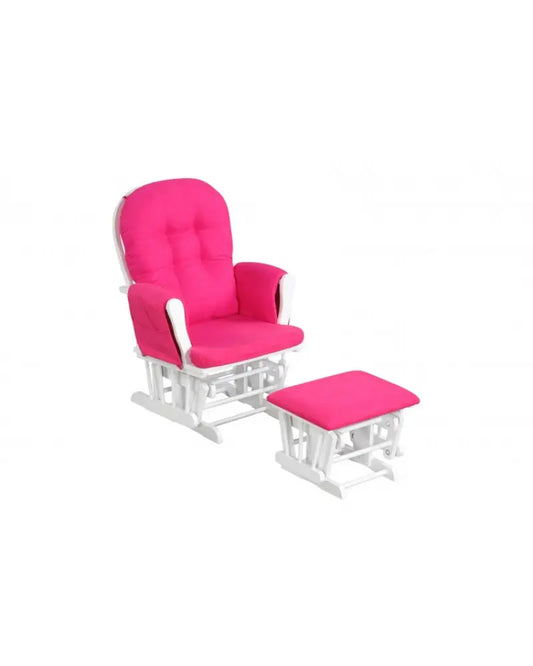 Wood Glider and Ottoman Set with Padded Armrests and Detachable Cushion-Heart Pink - Heart Pink - Recliners