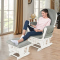 Wood Glider and Ottoman Set with Padded Armrests and Detachable Cushion-Light Gray - Light Gray - Recliners