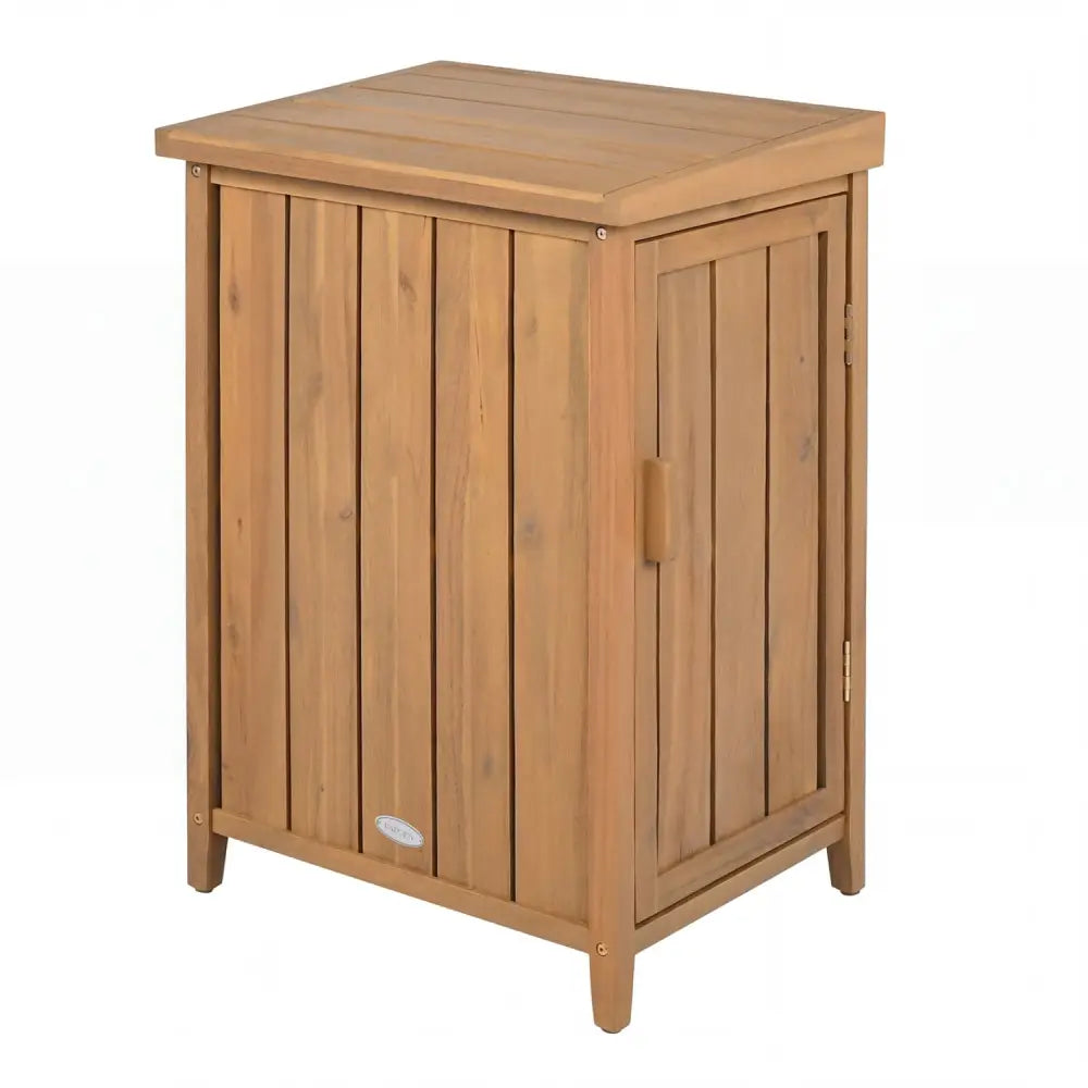 Wood Package Delivery Box with Openable Lid and Removable Shelf for Garden - Natural - Sheds & Outdoor Storage