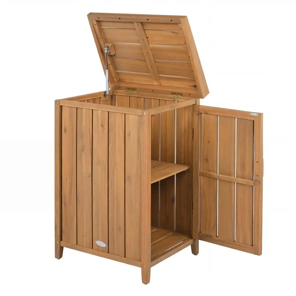 Wood Package Delivery Box with Openable Lid and Removable Shelf for Garden - Natural - Sheds & Outdoor Storage