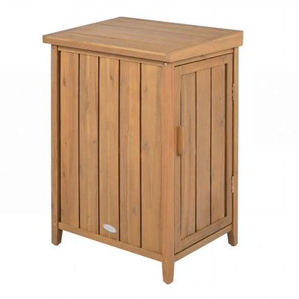 Wood Package Delivery Box with Openable Lid and Removable Shelf for Garden - Natural - Sheds & Outdoor Storage