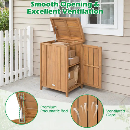 Wood Package Delivery Box with Openable Lid and Removable Shelf for Garden - Natural - Sheds & Outdoor Storage