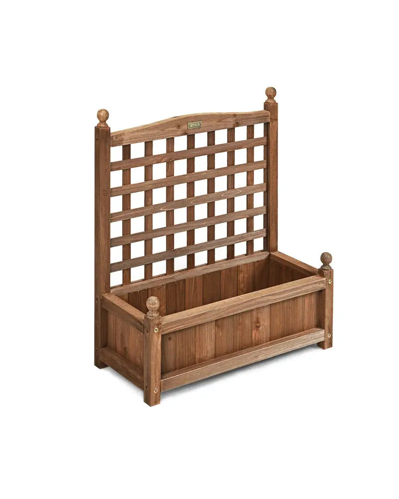 Wood Planter Box with Trellis Weather-resistant Outdoor - Brown - Raised Garden Beds