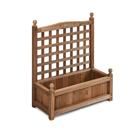 Wood Planter Box with Trellis Weather-resistant Outdoor - Brown - Raised Garden Beds