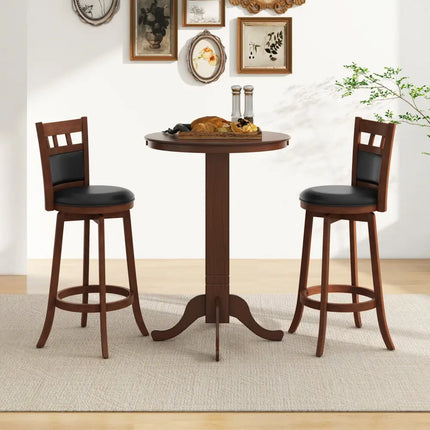 Wood Pub Round Dining Table with Pedestal Base-Espresso - Espresso - Dining Tables